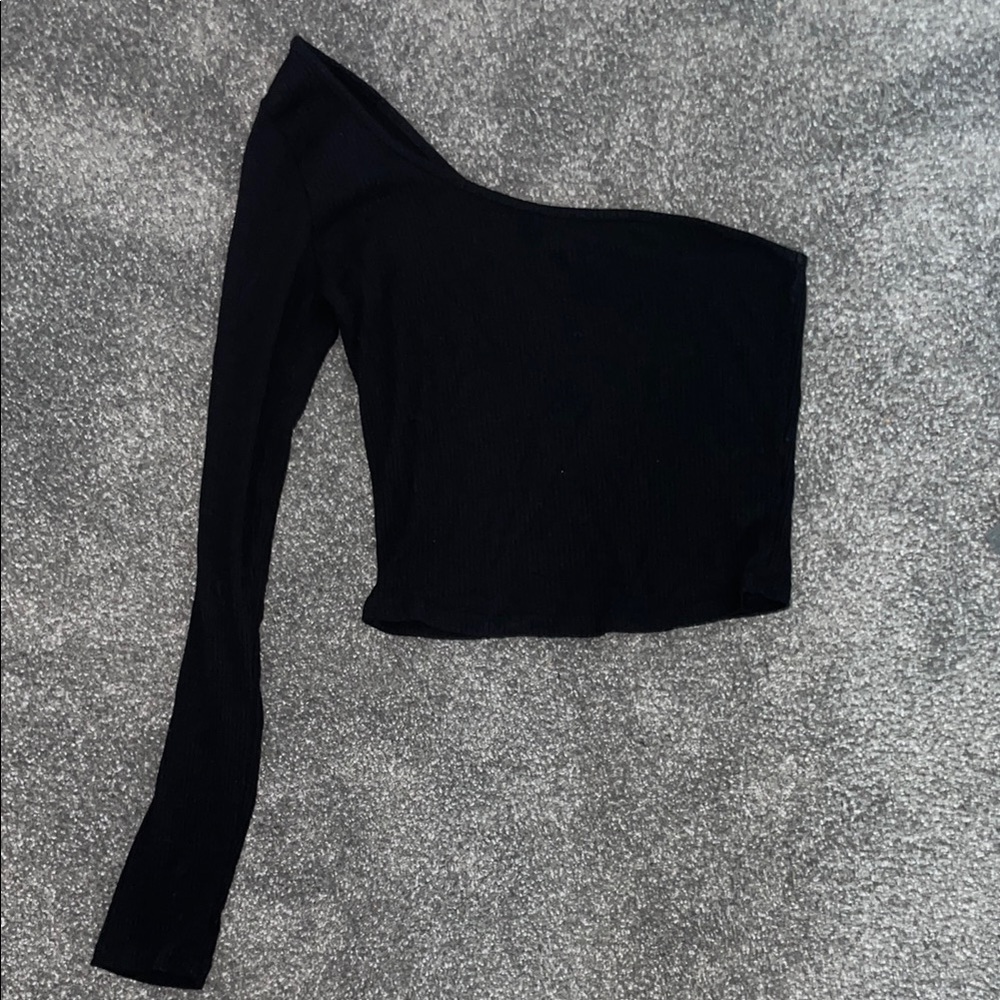 Garage Black Asymmetrical Crop Top